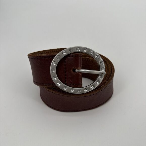 American Eagle Outfitters Brown Genuine Leather Womens Belt Sizre XS Crystal - Picture 1 of 6